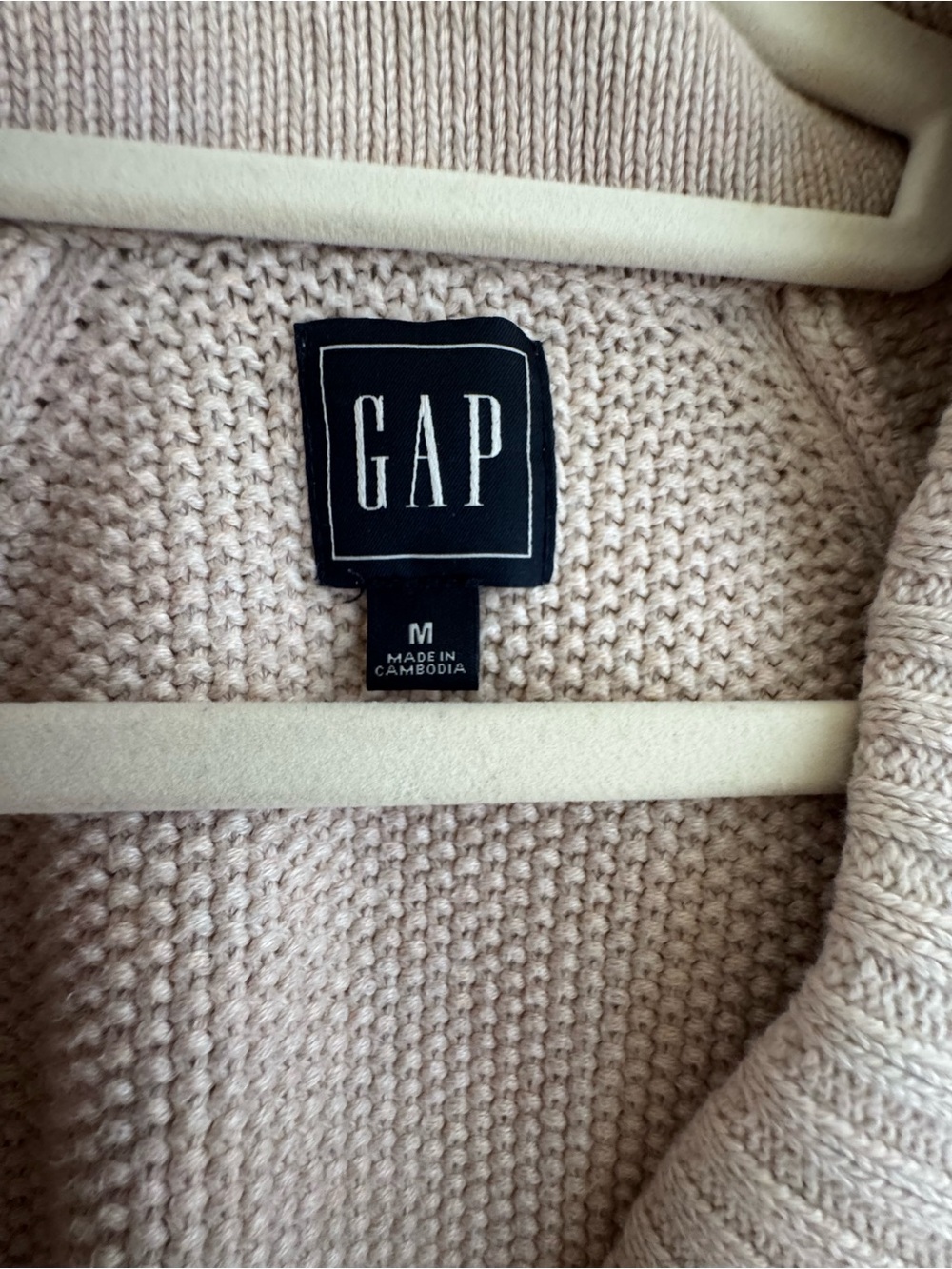 GAP Neutral Cream Rib-Trim Button Cardigan - Picture 2 of 5